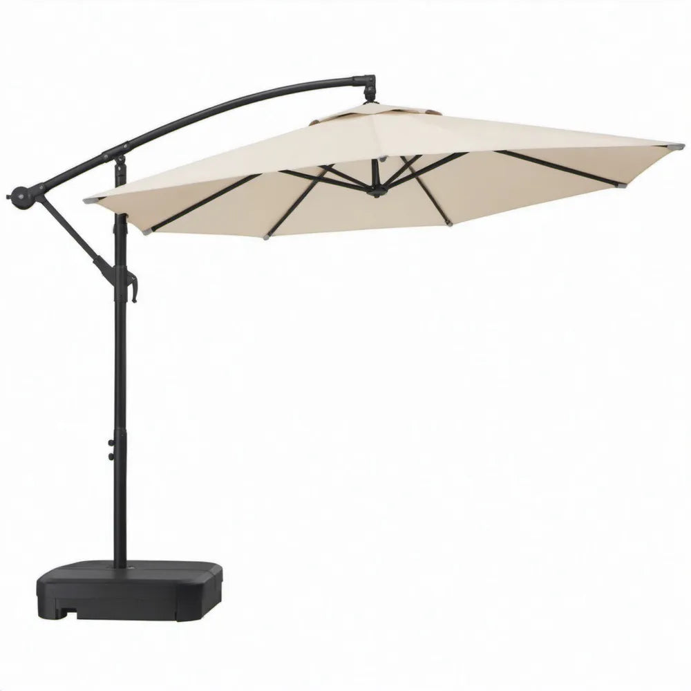 Zweefparasol 300 x 300 cm Beige/Zwart met stalen frame en vulbare voet