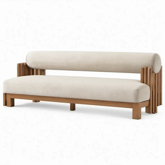 3-zits tuinbank met rugleuning, 180 x 65 x 80 cm, crème en naturelbruin
