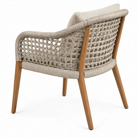 Armstoel met gevlochten polypropyleen touw 65 x 64 x 78 cm Beige/Naturelbruin